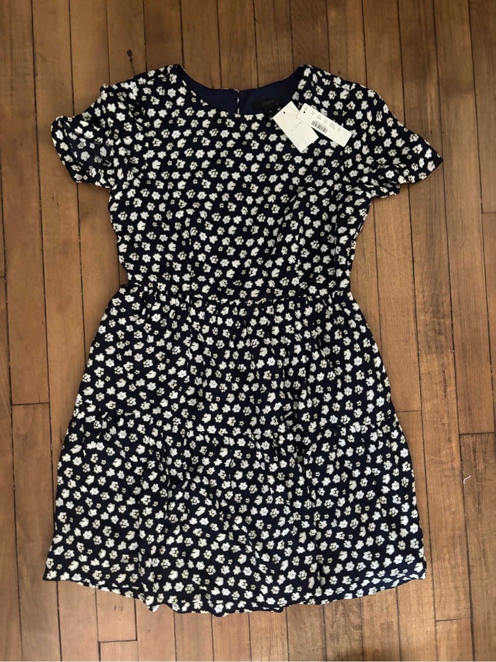 J Crew Navy Blue Floral Short Sleeve Dress